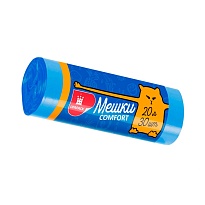 Мешки для мусора 20 л, синие, в рулоне 30 шт., ПНД, 8 мкм, 500х400 мм, Comfort, М0017 (МН 20-30с) в Сосновом Бору