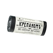 Мешки для мусора 30 л, черные, в рулоне 20 шт., ПНД, 7 мкм, 560х440 мм, Крепаномъ, 4607075710580 в Сосновом Бору
