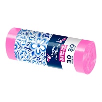 Мешки для мусора 30 л, розовые, в рулоне 30 шт., ПНД, 8 мкм, 560х480 мм, Узоры Чистоты, МУ3605 (ММЭ-30роз) в Сосновом Бору