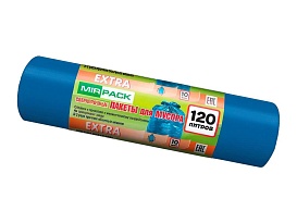 Мешки для мусора 120 л, синие, в рулоне 10 шт., ПНД, 14 мкм, 1100х700 мм, EXTRA, ex1201802 в Сосновом Бору