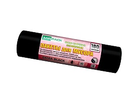 Мешки для мусора 180 л, ароматизированные, черные, в рулоне 10 шт., ПВД, 50 мкм, 1100х930 мм, EXTRA black, 18008301 в Сосновом Бору
