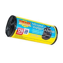 Мешки для мусора 120 л, черные, в рулоне 20 шт., ПНД, 15 мкм, 1100х700 мм, Крепак, 4607075710207 в Сосновом Бору