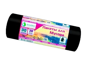 Мешки для мусора 30 л, черные, в рулоне 20 шт., ПНД, 7 мкм, 600х500 мм, MIRPACK Classik, 302040 в Сосновом Бору