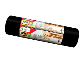 Мешки для мусора 120 л, черные, в рулоне 10 шт., ПНД, 12 мкм, 1100х700 мм, MIRPACK Classik, 1201011 в Сосновом Бору