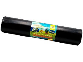 Мешки для мусора 200 л, ароматизированные, черные, в рулоне 10 шт., ПВД, 100 мкм, 1200х800 мм, Добрыня, Dob20010black в Сосновом Бору