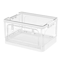Ящик пластиковый складной прозрачный, дно белое, 490х360х280 мм, с колесиками в Сосновом Бору