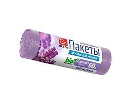 Мешки для мусора 60 л, ароматизированные, Лаванда, сиреневые, в рулоне 20 шт., ПНД, 9 мкм, 650х550 мм, GRIFON Aroma, 101-023 La в Сосновом Бору