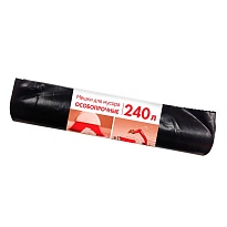 Мешки для мусора 240 л, черные, в рулоне 10 шт., ПВД 100 мкм, 1350х900 мм, Концепция Быта, 603887 в Сосновом Бору