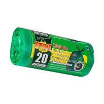 Мешки для мусора 20 л, биоразлагаемые, с ручками, черные, в рулоне 30 шт., ПНД, 10 мкм, 550х440 мм, Крепак, 4607075710047 в Сосновом Бору