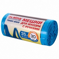 Мешки для мусора 35 л, с ручками, синие, в рулоне 30 шт., ПНД, 9 мкм, 540х500 мм, LAIMA ULTRA, 607683 в Сосновом Бору