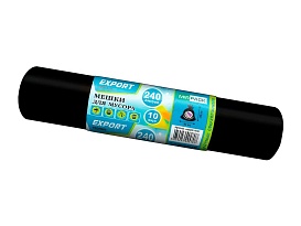 Мешки для мусора 240 л, черные, в рулоне 10 шт., ПВД 80 мкм, 1300х930 мм, EXPORT, exp 24010167 в Сосновом Бору