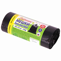 Мешки для мусора 30 л, черные, в рулоне 30 шт., ПНД, 7 мкм, 550х480 мм, Любаша, 608089 в Сосновом Бору