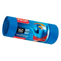 Мешки для мусора 160 л, с ушками, синие, в рулоне 10 шт., ПВД, 30 мкм, 1250х900 мм, PACLAN Multitop, 604064 в Сосновом Бору