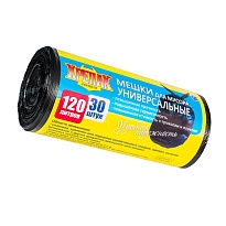 Мешки для мусора 120 л, черные, в рулоне 30 шт., ПНД, 15 мкм, 1100х700 мм, Крепак, 4607075710122 в Сосновом Бору
