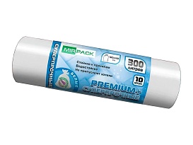 Мешки для мусора 300 л, белые, в рулоне 10 шт., ПВД 70 мкм, 1400х1000 мм, PREMIUM+, 300101602 в Сосновом Бору