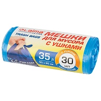 Мешки для мусора 35 л, с ушками, синие, в рулоне 30 шт., ПНД, 11 мкм, 650х500 мм, LAIMA ULTRA, 607684 в Сосновом Бору