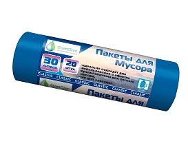 Мешки для мусора 30 л, синие, в рулоне 20 шт., ПНД, 7 мкм, 600х500 мм, MIRPACK Classik, 302041 в Сосновом Бору
