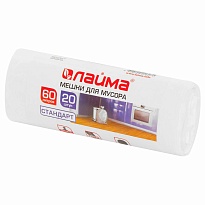 Мешки для мусора 60 л, белые, в рулоне 20 шт., ПНД, 7 мкм, 680х580 мм, LAIMA, 605539 в Сосновом Бору