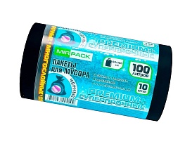 Мешки для мусора 100 л, черные, в рулоне 10 шт., ПВД, 70 мкм, 1000х600 мм, PREMIUM+, 1001076 в Сосновом Бору