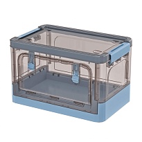 Ящик пластиковый складной прозрачный коричневый, дно синее, 360х235х230 мм, с колесиками в Сосновом Бору