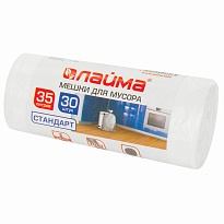Мешки для мусора 35 л, белые, в рулоне 30 шт., ПНД, 6 мкм, 550х480 мм, LAIMA, 605538 в Сосновом Бору