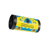 Мешки для мусора 20 л, с ушками, черные, в рулоне 30 шт., ПНД, 10 мкм, 550х440 мм, Крепакоф, 4607075710221 в Сосновом Бору