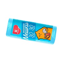 Мешки для мусора 30 л, синие, в рулоне 30 шт., ПНД, 5 мкм, 560х480 мм, Эконом, МЭ3841 (ПМ-30-30) в Сосновом Бору